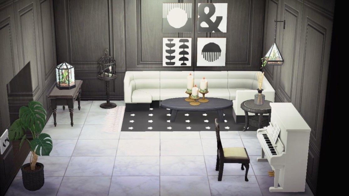 Black and white living room : r/AnimalCrossing