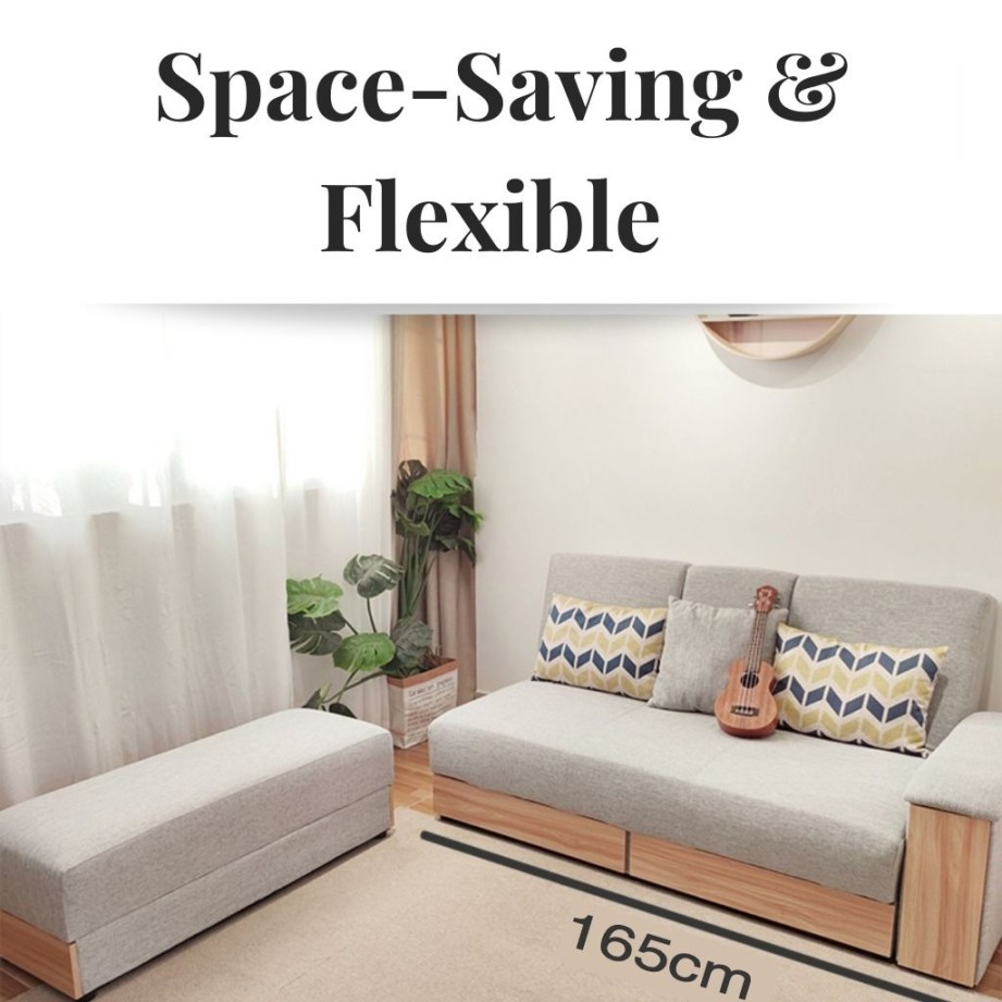 💺[CUSTOMIZE] Storage Sofa Bed B Modern Minimalist Small Living Room Drawer  Can Store Multi-functional Japanese-style Three-person Fabric Sofa Bed