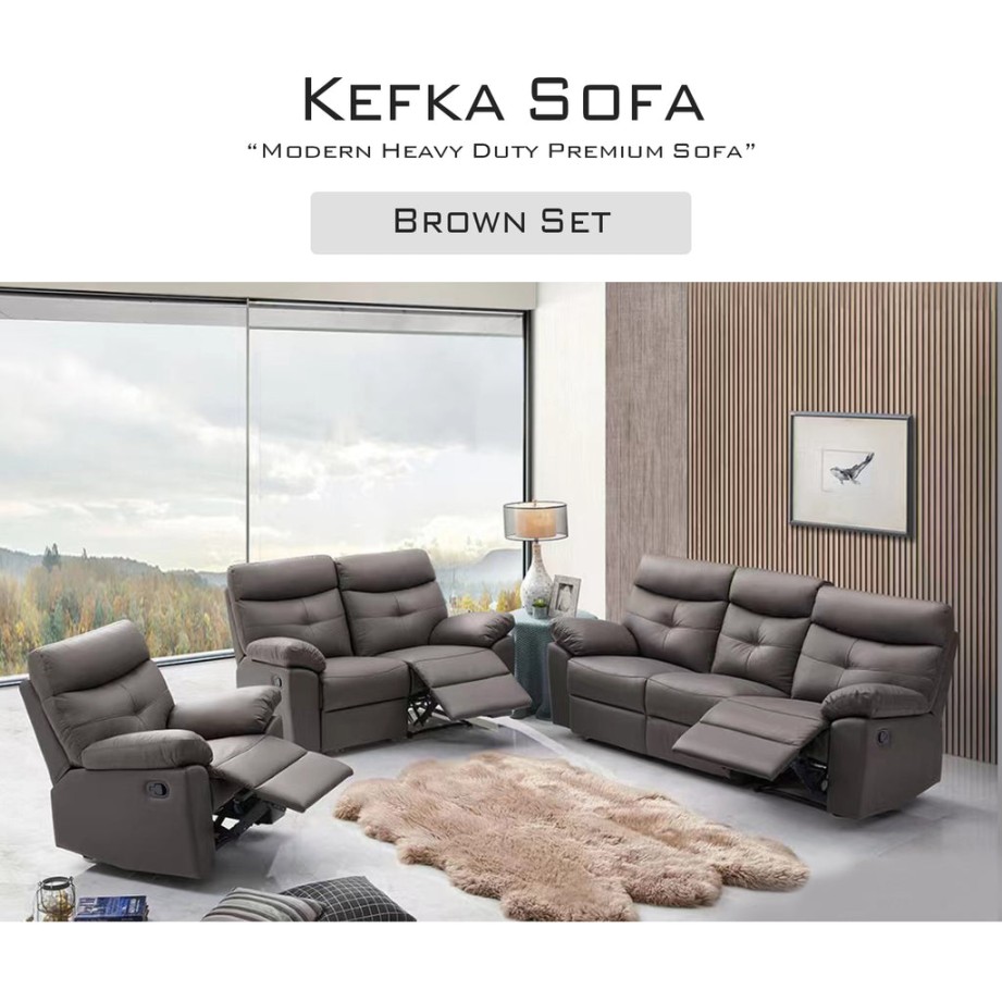 Kefka Series Premium Half Leather Recliner Sofa Set Modern