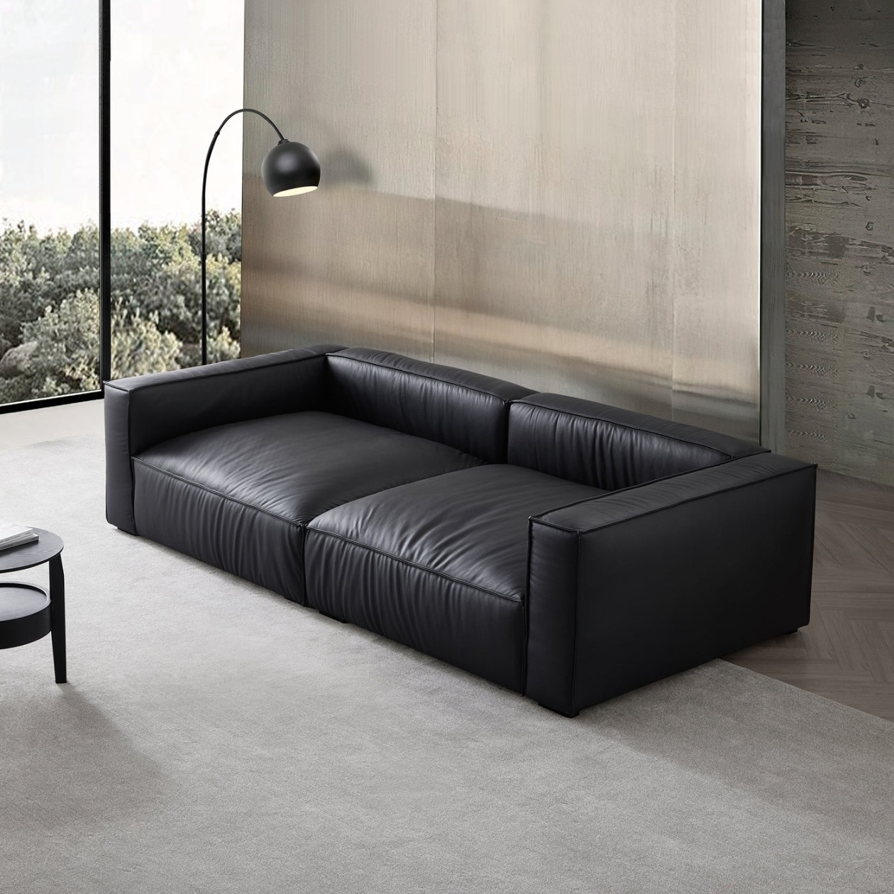 Luxury Minimalist Black Leather Daybed Sofa – SOKA HOME