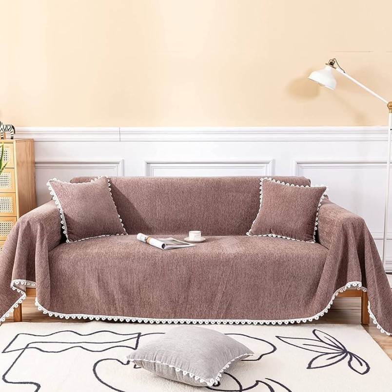 Modern Minimalist Sofa Covers for  Cushion Couch Sofa Chenille Couch Cover  " x " Multi-Use Sofa Cover with Hollow Lace Furniture Protector Couch