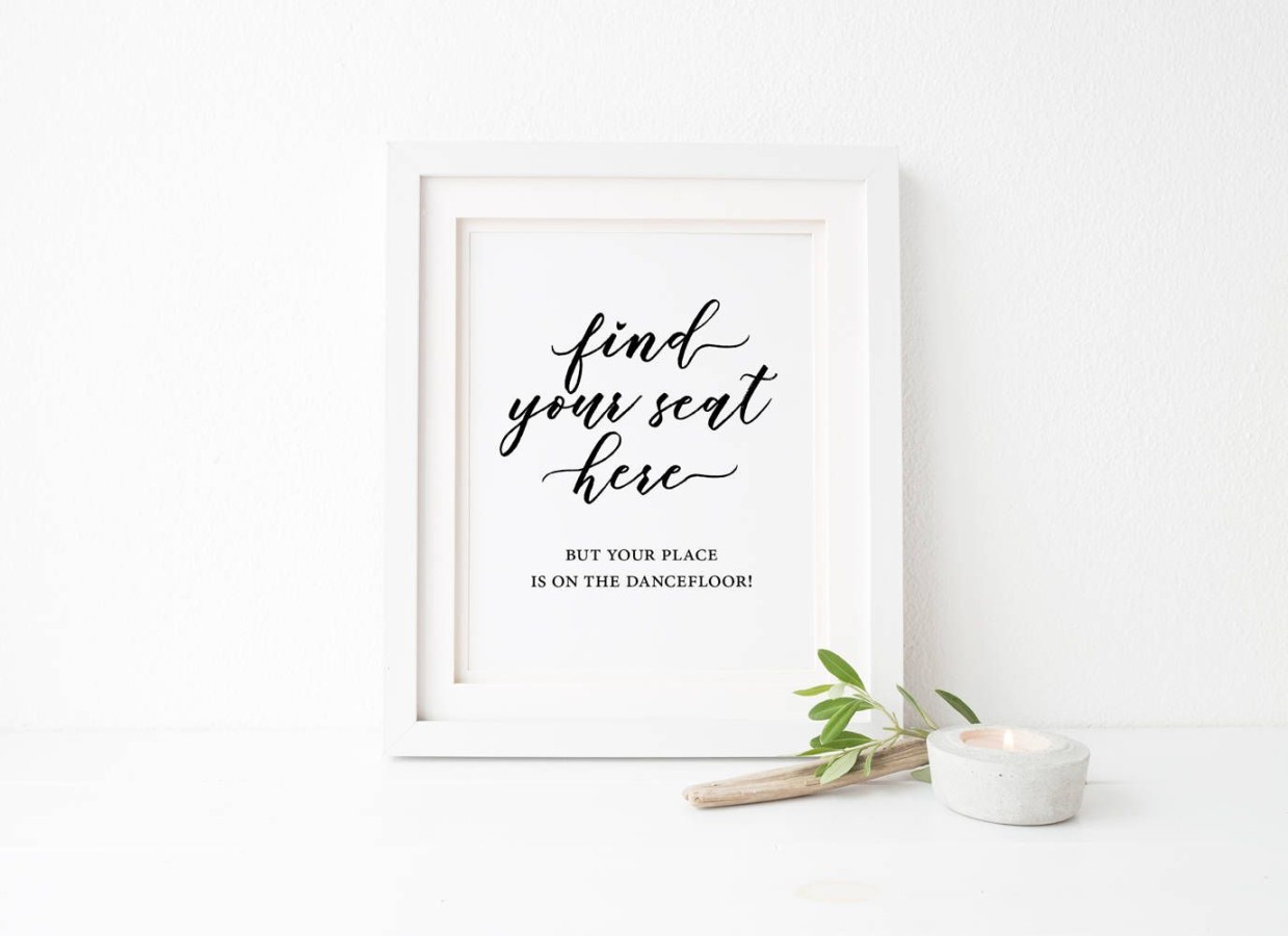 Printable Find Your Seat Sign Minimalist Wedding Quote Sign  Etsy