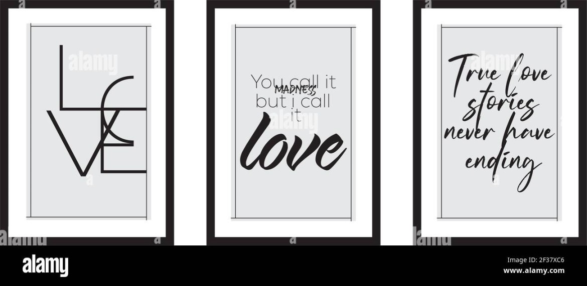 Three different design minimalist poster in black frame with daily